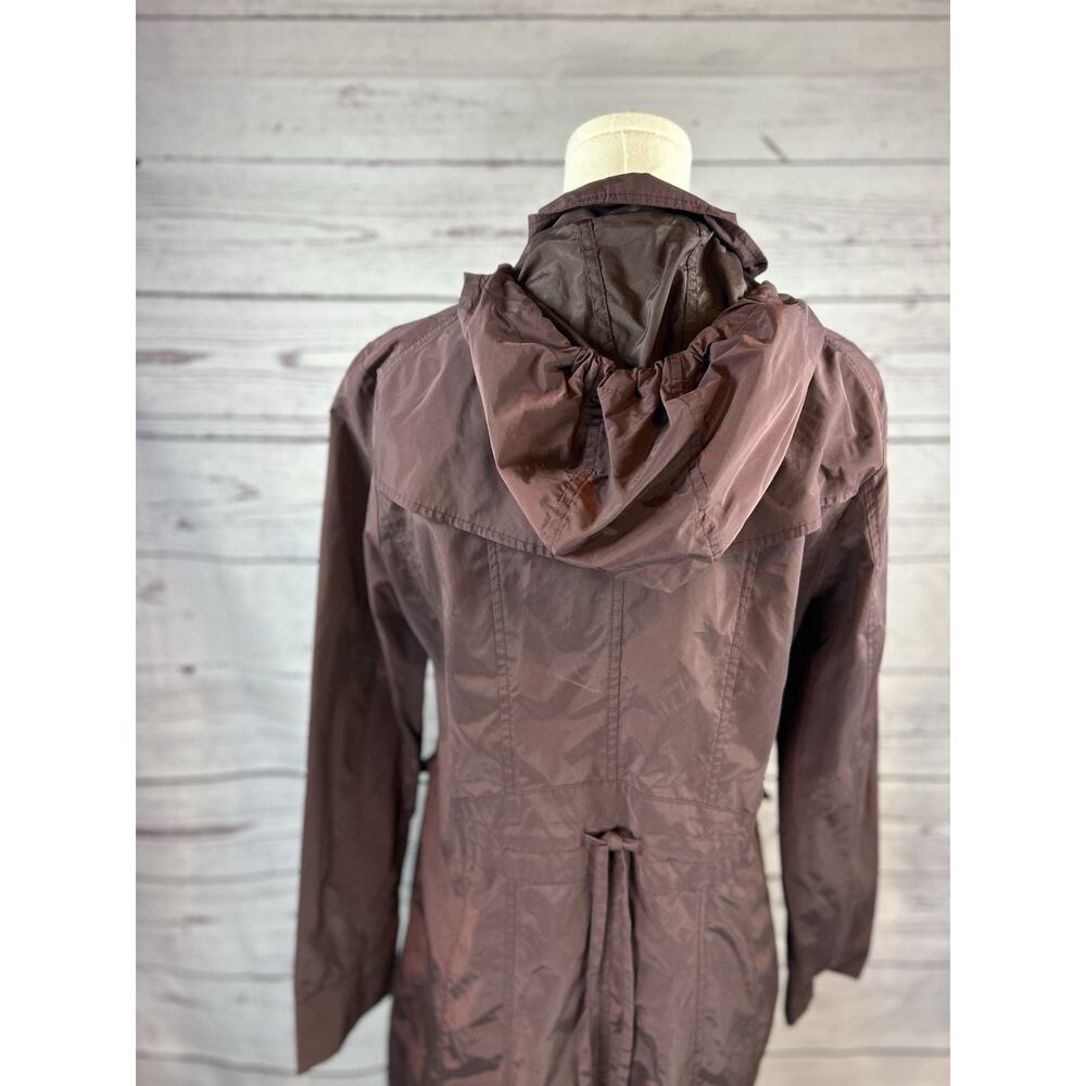 Cole Haan Rain Jacket Womens Medium Snap Zip Hooded Lightweight Coat - Picture 6 of 8